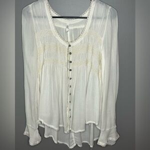 Free People Blue Bird Smocked Top— Small